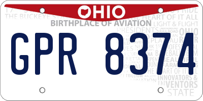 OH license plate GPR8374