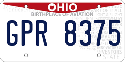 OH license plate GPR8375