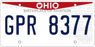 OH license plate GPR8377