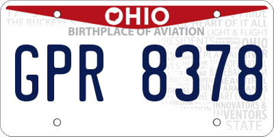 OH license plate GPR8378