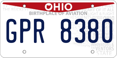 OH license plate GPR8380
