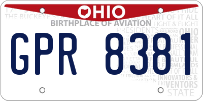 OH license plate GPR8381