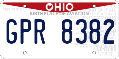 OH license plate GPR8382