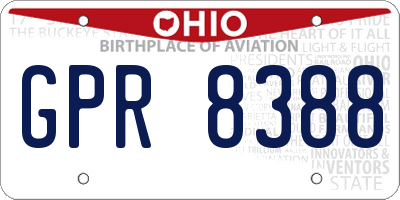 OH license plate GPR8388