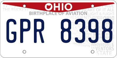 OH license plate GPR8398
