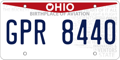 OH license plate GPR8440