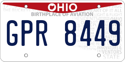 OH license plate GPR8449