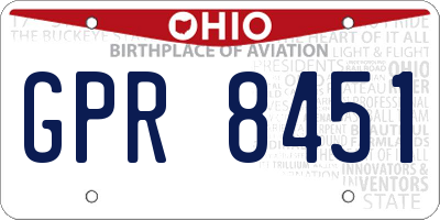 OH license plate GPR8451