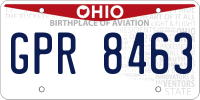 OH license plate GPR8463