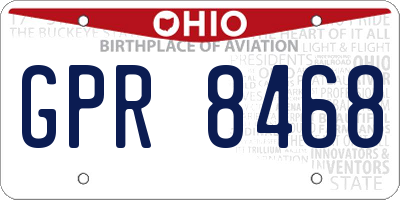 OH license plate GPR8468