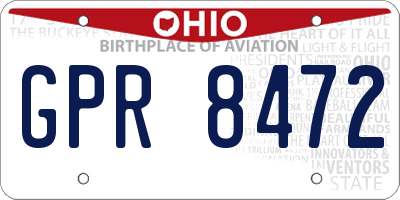 OH license plate GPR8472