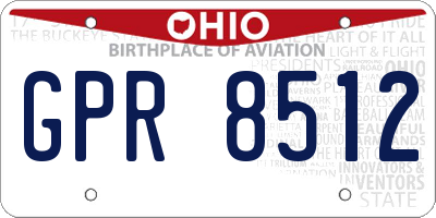OH license plate GPR8512