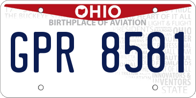 OH license plate GPR8581