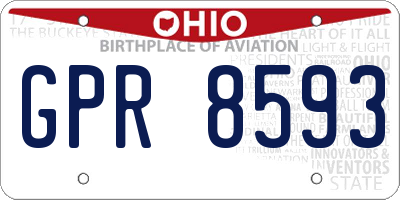 OH license plate GPR8593