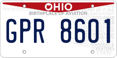 OH license plate GPR8601