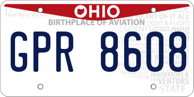 OH license plate GPR8608