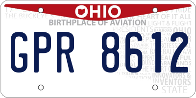 OH license plate GPR8612