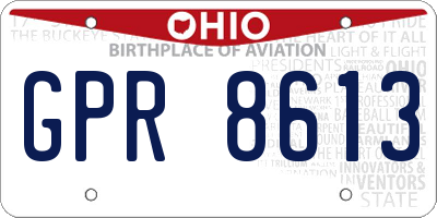 OH license plate GPR8613