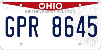 OH license plate GPR8645