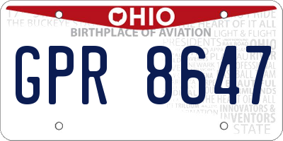 OH license plate GPR8647