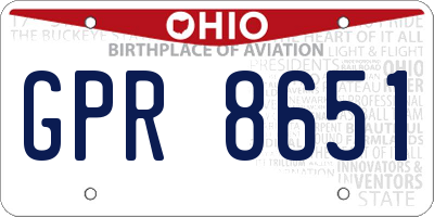 OH license plate GPR8651