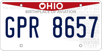 OH license plate GPR8657