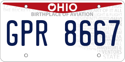 OH license plate GPR8667