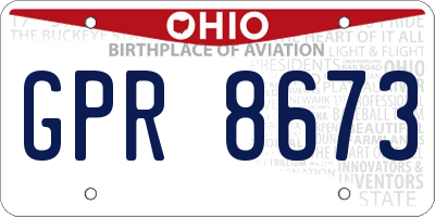 OH license plate GPR8673