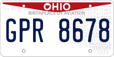 OH license plate GPR8678