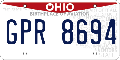 OH license plate GPR8694