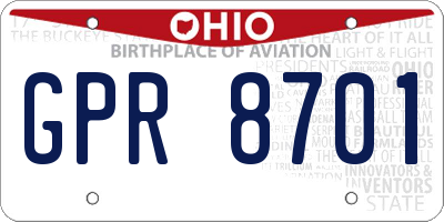 OH license plate GPR8701