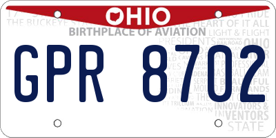 OH license plate GPR8702