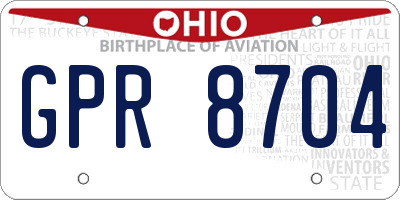 OH license plate GPR8704