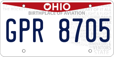 OH license plate GPR8705