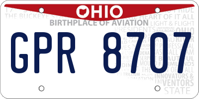 OH license plate GPR8707