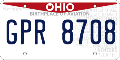 OH license plate GPR8708
