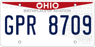 OH license plate GPR8709