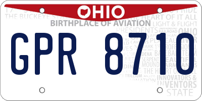OH license plate GPR8710