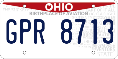 OH license plate GPR8713