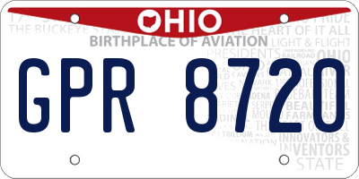 OH license plate GPR8720