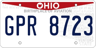 OH license plate GPR8723