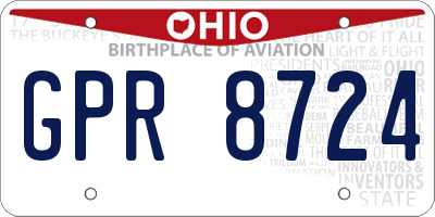OH license plate GPR8724