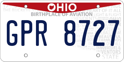OH license plate GPR8727