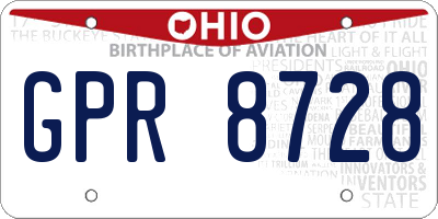 OH license plate GPR8728