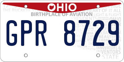 OH license plate GPR8729