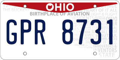 OH license plate GPR8731