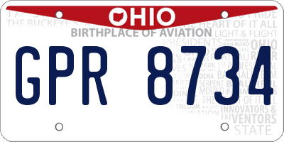 OH license plate GPR8734