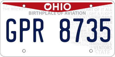 OH license plate GPR8735