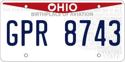 OH license plate GPR8743
