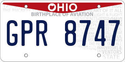OH license plate GPR8747